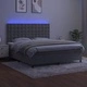 Боксспринг легло с матрак и LED, светлосиво, 160x200 см, кадифе