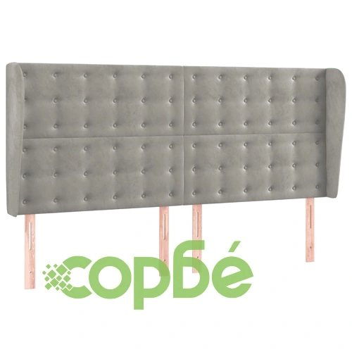 Боксспринг легло с матрак и LED, светлосиво, 180x200 см, кадифе ➤ топ цена ➤ sorbe.bg