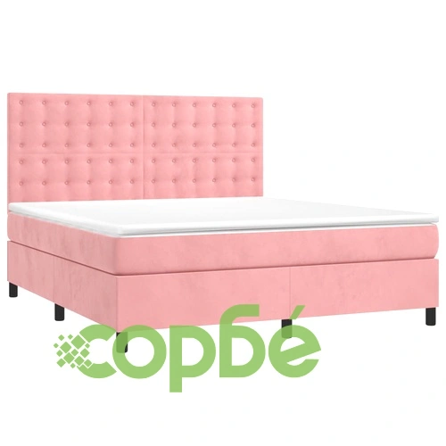 Боксспринг легло с матрак и LED, розово, 180x200 см, кадифе ➤ топ цена ➤ sorbe.bg