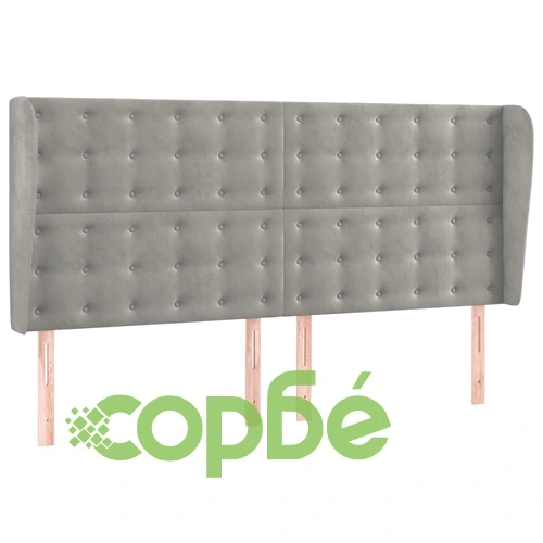 Боксспринг легло с матрак и LED, светлосиво, 200x200 см, кадифе ➤ топ цена ➤ sorbe.bg