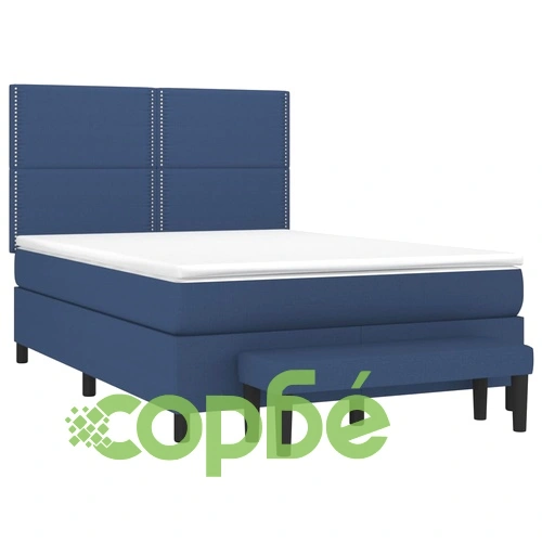 Боксспринг легло с матрак, синьо, 140x190 см, плат ➤ топ цена ➤ sorbe.bg