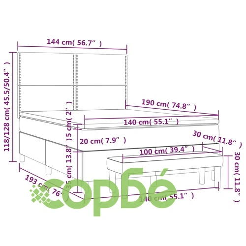 Боксспринг легло с матрак, синьо, 140x190 см, плат ➤ топ цена ➤ sorbe.bg