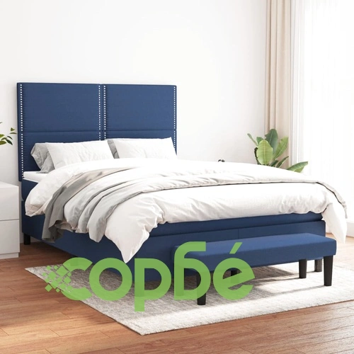 Боксспринг легло с матрак, синьо, 140x190 см, плат ➤ топ цена ➤ sorbe.bg