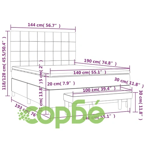 Боксспринг легло с матрак, светлосиво, 140x190 см плат ➤ топ цена ➤ sorbe.bg