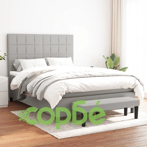 Боксспринг легло с матрак, светлосиво, 140x190 см плат ➤ топ цена ➤ sorbe.bg