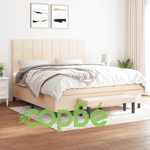 Боксспринг легло с матрак, кремава, 180x200 см, плат ➤ топ цена ➤ sorbe.bg