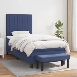 Боксспринг легло с матрак, синя, 90x200 см, плат
