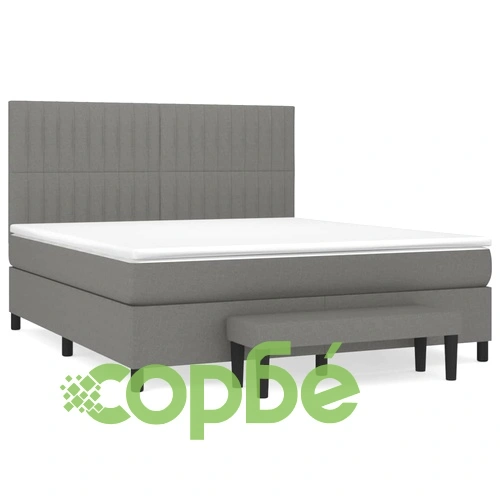 Боксспринг легло с матрак, тъмносиво, 180x200 см, плат ➤ топ цена ➤ sorbe.bg