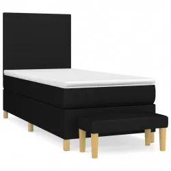 Боксспринг легло с матрак, черно, 90x200 см, плат