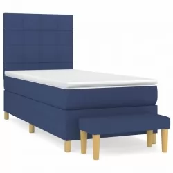 Боксспринг легло с матрак, синьо, 100x200 см, плат