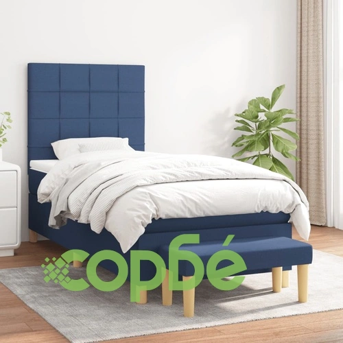 Боксспринг легло с матрак, синьо, 100x200 см, плат ➤ топ цена ➤ sorbe.bg