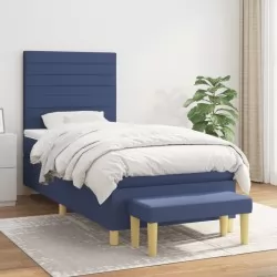 Боксспринг легло с матрак, синя, 90x190 см, плат