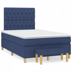 Боксспринг легло с матрак, синьо, 120x200 см, плат