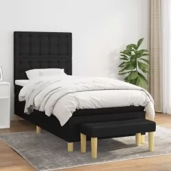 Боксспринг легло с матрак, черно, 80x200 см, плат