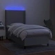 Боксспринг легло с матрак и LED, светлосиво, 80x200 см, плат