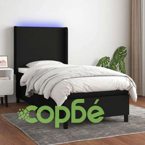 Боксспринг легло с матрак и LED, черно, 80x200 см, плат ➤ топ цена ➤ sorbe.bg