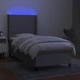 Боксспринг легло с матрак и LED, светлосиво, 90x190 см, плат