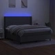 Боксспринг легло с матрак и LED, тъмносиво, 160x200 см, плат