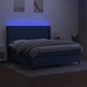 Боксспринг легло с матрак и LED, синьо, 180x200 см, плат
