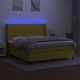 Боксспринг легло с матрак и LED, зелено, 180x200 см, плат