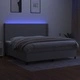 Боксспринг легло с матрак и LED, светлосиво, 200x200 см, плат