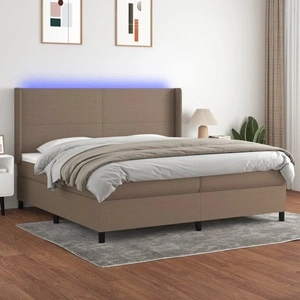 Боксспринг легло с матрак и LED, таупе, 200x200 см, плат