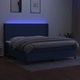 Боксспринг легло с матрак и LED, синя, 200x200 см, плат