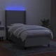 Боксспринг легло с матрак и LED, светлосиво, 90x200 см, плат
