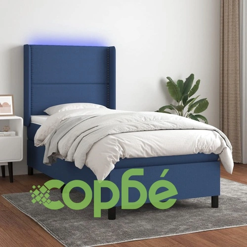 Боксспринг легло с матрак и LED, синя, 90x200 см, плат ➤ топ цена ➤ sorbe.bg