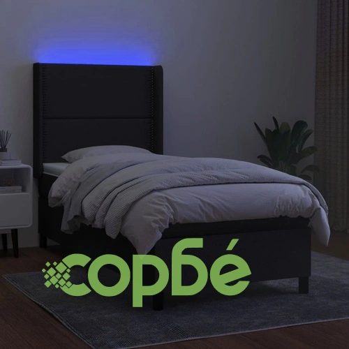 Боксспринг легло с матрак и LED, черно, 100x200 см, плат ➤ топ цена ➤ sorbe.bg