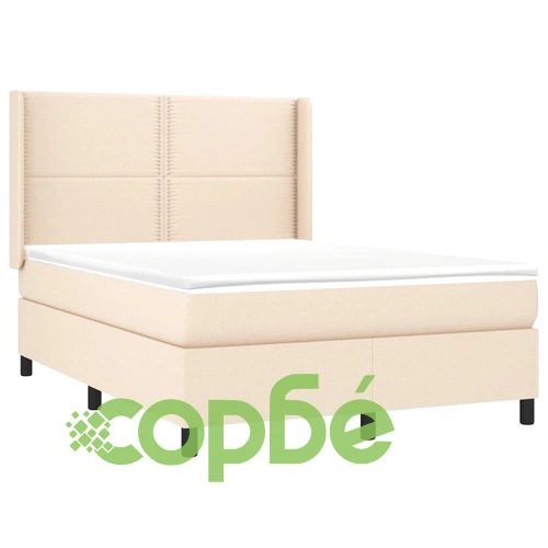 Боксспринг легло с матрак и LED, кремаво, 140x190 см, плат ➤ топ цена ➤ sorbe.bg
