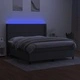 Боксспринг легло с матрак и LED, тъмносиво, 160x200 см, плат
