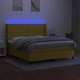 Боксспринг легло с матрак и LED, зелено, 160x200 см, плат