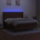 Боксспринг легло с матрак и LED, тъмнокафяво, 180x200 см, плат