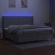 Боксспринг легло с матрак и LED, светлосиво, 200x200 см, плат