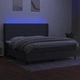 Боксспринг легло с матрак и LED, тъмносиво, 200x200 см, плат