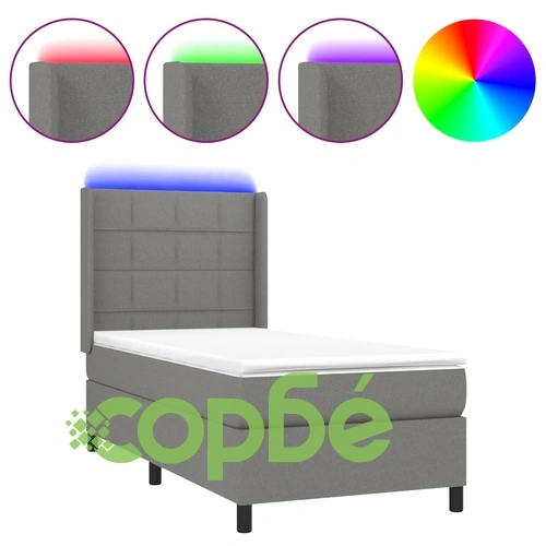 Боксспринг легло с матрак и LED, тъмносиво, 80x200 см, плат ➤ топ цена ➤ sorbe.bg