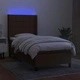 Боксспринг легло с матрак и LED, тъмнокафяво, 100x200 см, плат