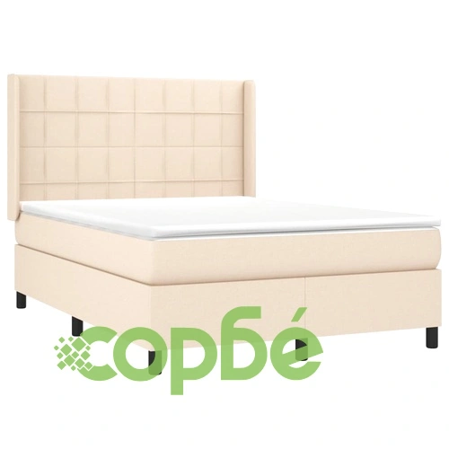 Боксспринг легло с матрак и LED, кремаво, 140x190 см, плат ➤ топ цена ➤ sorbe.bg