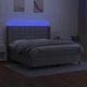 Боксспринг легло с матрак и LED, светлосиво, 160x200 см, плат