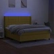 Боксспринг легло с матрак и LED, зелено, 160x200 см, плат