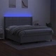 Боксспринг легло с матрак и LED, светлосиво, 180x200 см, плат