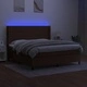 Боксспринг легло с матрак и LED, тъмнокафяво, 180x200 см, плат