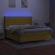 Боксспринг легло с матрак и LED, зелено, 180x200 см, плат
