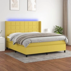 Боксспринг легло с матрак и LED, зелено, 180x200 см, плат