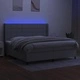 Боксспринг легло с матрак и LED, светлосиво, 200x200 см, плат 