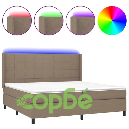Боксспринг легло с матрак и LED, таупе, 200x200 см, плат ➤ топ цена ➤ sorbe.bg