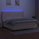 Боксспринг легло с матрак и LED, кремава, 200x200 см, плат