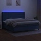 Боксспринг легло с матрак и LED, синя, 200x200 см, плат