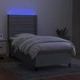 Боксспринг легло с матрак и LED, светлосиво, 80x200 см, плат